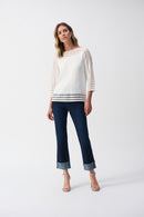 Mesh Stripe Detail Jumper - Vanilla