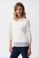 Mesh Stripe Detail Jumper - Vanilla
