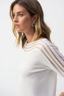 Mesh Stripe Detail Jumper - Vanilla