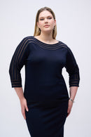 Mesh Stripe Detail Jumper - Midnight Blue