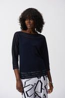 Mesh Stripe Detail Jumper - Midnight Blue