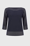 Mesh Stripe Detail Jumper - Midnight Blue
