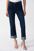 Slim Fit Cropped Jeans - Dark Denim Blue