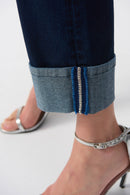 Slim Fit Cropped Jeans - Dark Denim Blue