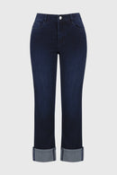 Slim Fit Cropped Jeans - Dark Denim Blue