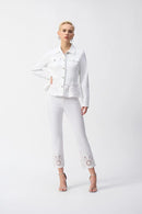 Denim Peplum Jacket - White