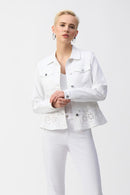 Denim Peplum Jacket - White