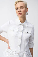 Denim Peplum Jacket - White