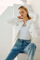 Chain Detail Boucle Jacket - Winter White