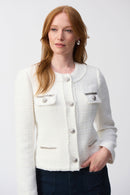 Chain Detail Boucle Jacket - Winter White