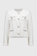 Chain Detail Boucle Jacket - Winter White
