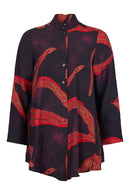 GRANDFATHER COLLAR SHIRT - Wine Red