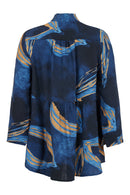 GRANDFATHER COLLAR SHIRT - Navy, beige