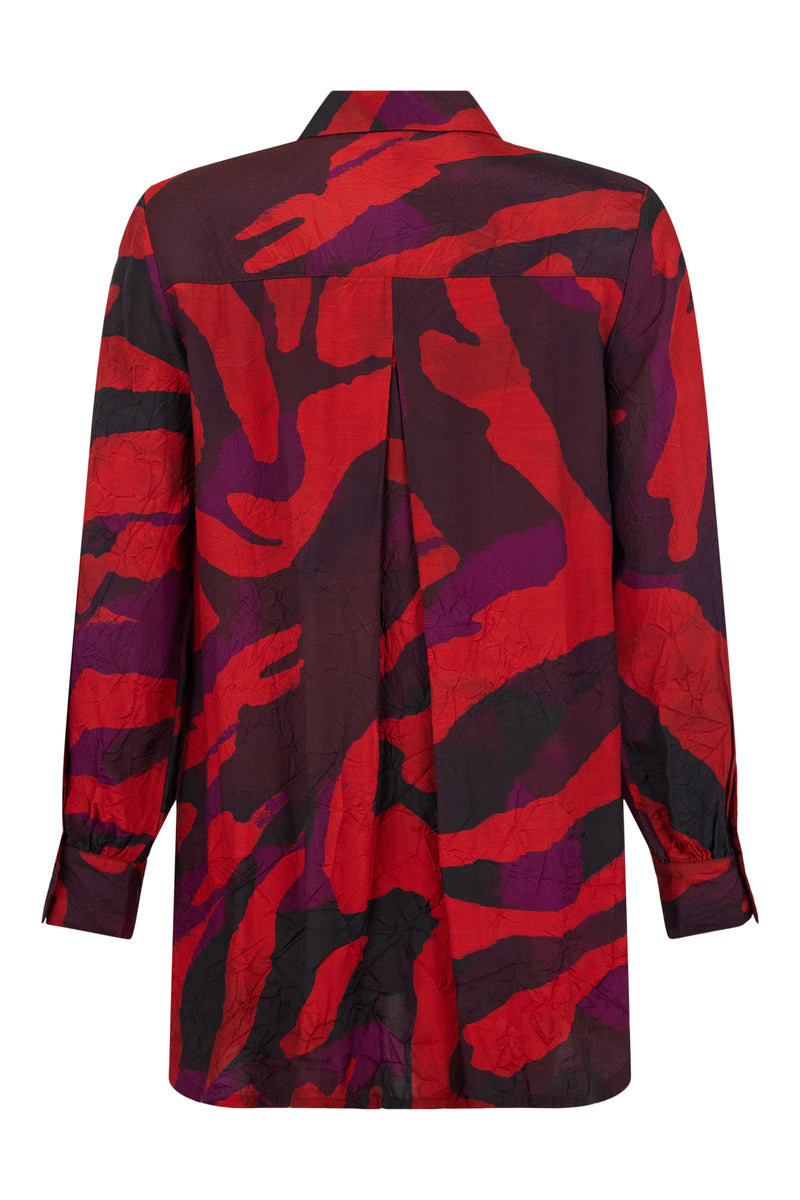 CRINKLE SHIRT - Red, burgundy