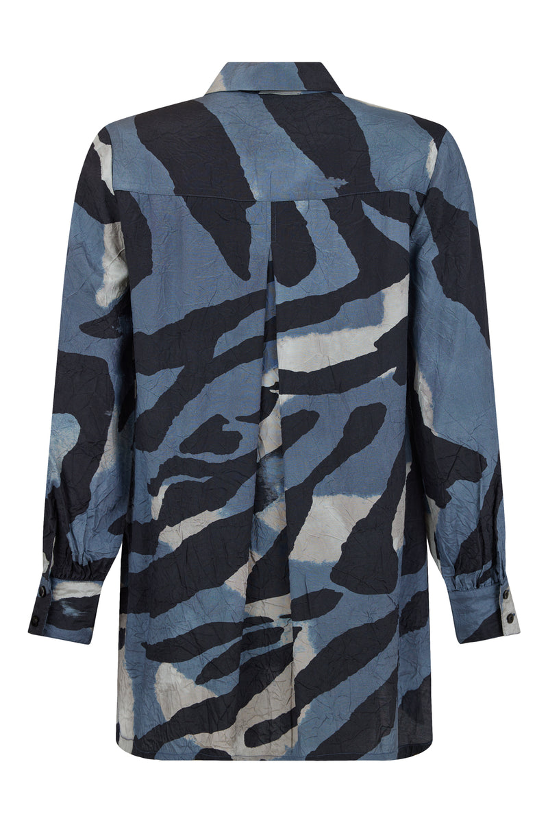 CRINKLE SHIRT - Blue, grey, black