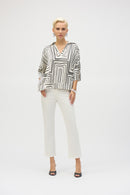 Geometric Print Boxy Top - Cream/black