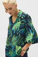 Gauze Tropic Print Tunic - Midnight Blue/multi