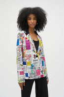 Word Print Fitted Blazer - Multi