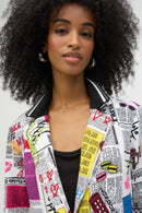 Word Print Fitted Blazer - Multi