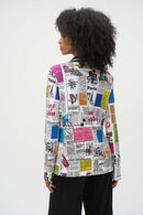 Word Print Fitted Blazer - Multi
