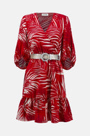 Gauze Tropic Print Dress - Red/cream