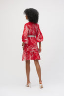 Gauze Tropic Print Dress - Red/cream