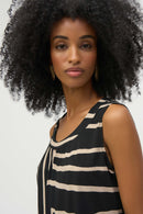 Geometric Print Sleeveless Top - Black/beige