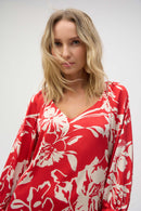 Floral Print Straight Top - Red/cream