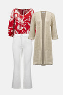 Floral Print Straight Top - Red/cream