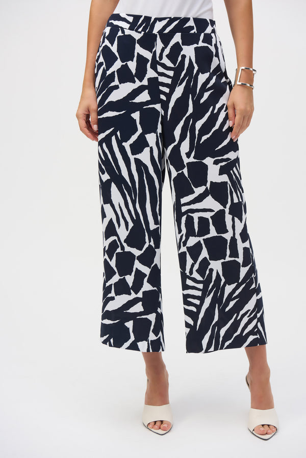 Abstract Print Culottes - Vanilla/midnight Blue