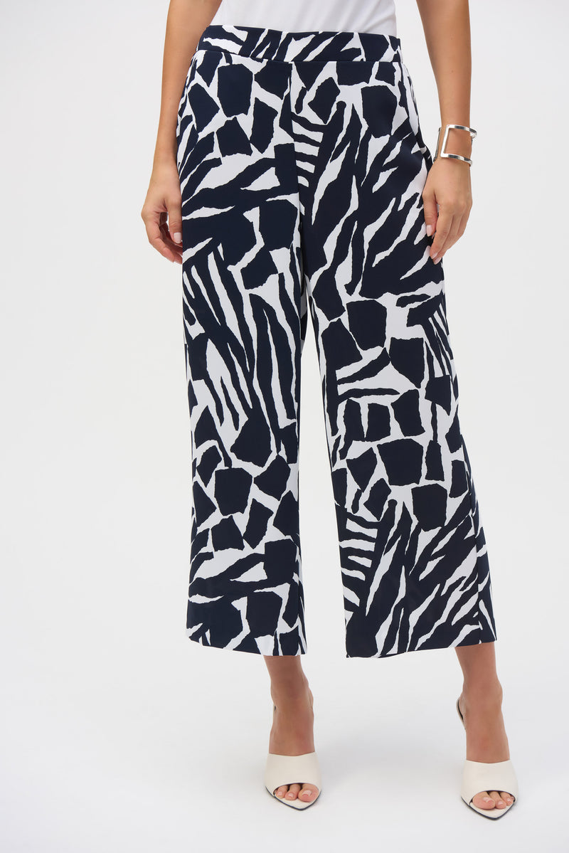 Abstract Print Culottes - Vanilla/midnight Blue