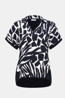 Abstact Print Boxy Top - Vanilla/midnight Blue