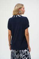 Abstact Print Boxy Top - Vanilla/midnight Blue