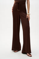 Crushed Satin Wide Leg Trouser - Mahogany