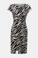 Animal Print Sheath Dress - Beige/black