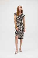 Animal Print Sheath Dress - Beige/black
