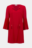 Eggshell and Chiffon Dress - Radiant Red