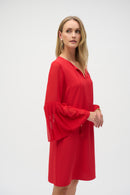 Eggshell and Chiffon Dress - Radiant Red