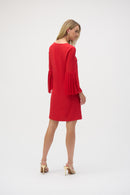 Eggshell and Chiffon Dress - Radiant Red