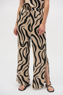 Print Wide Leg Trouser - Beige/black