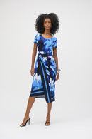 Tropic Print Sheath Dress - Blue/vanilla