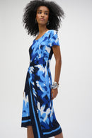 Tropic Print Sheath Dress - Blue/vanilla