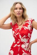 Floral Print Sheath Dress - Red/cream