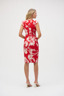 Floral Print Sheath Dress - Red/cream