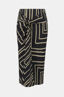 Geometric Print Skirt - Black/beige