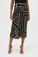 Geometric Print Skirt - Black/beige