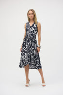 Abstract Print Dress - Vanilla/midnight Blue
