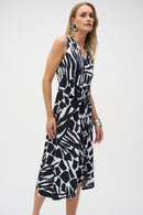 Abstract Print Dress - Vanilla/midnight Blue