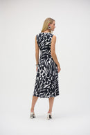 Abstract Print Dress - Vanilla/midnight Blue