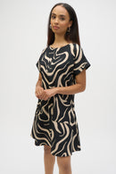 Print A-Line Dress - Black/parchment